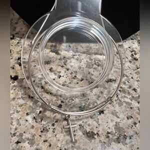 Silver Bangle Adjustable Bracelet with Cross Charm NWOT